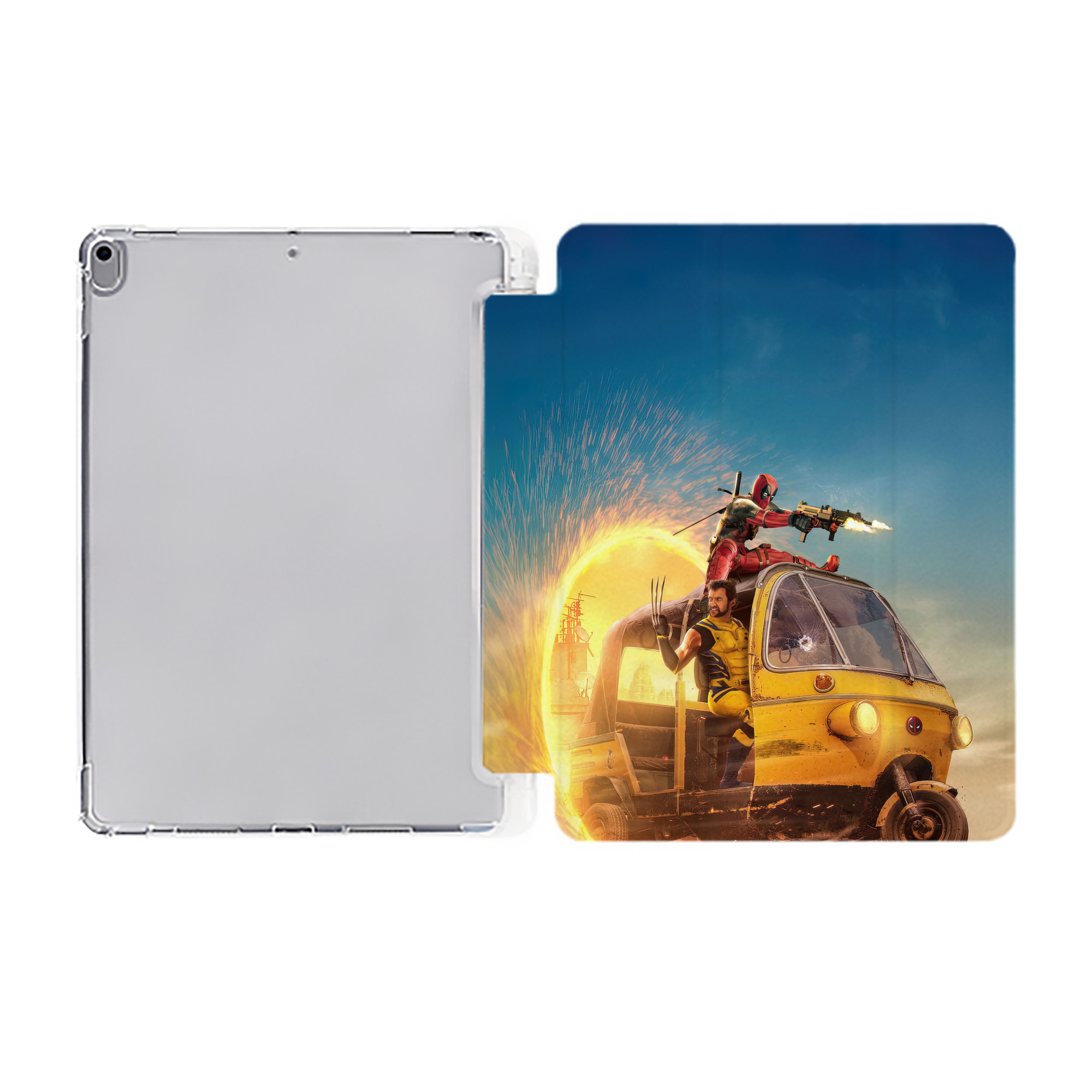 （画像用） Deadpool デッドプール IPad ケース ペン収納付き 三つ折りスタンド PUレザー×シリコン 対応機種9.5/10.5/10.9インチ